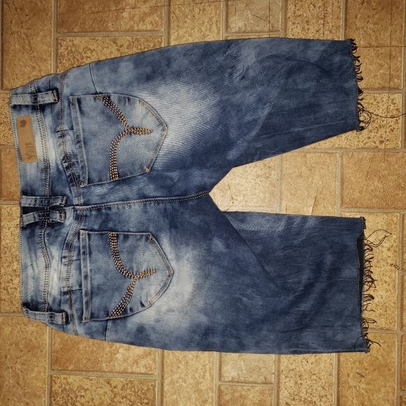 CLEANOUT SALE Tie Dye Blue Jean Shorts - Picture 3 of 5